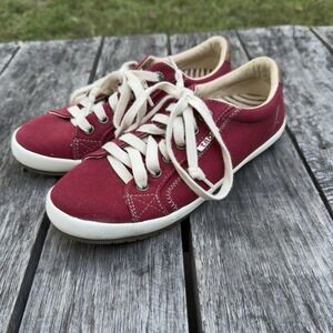 Taos Womens Red Tan Canvas Lace-Up Sneakers Star Burst Sz 7 Comfort‎ Casual EUC